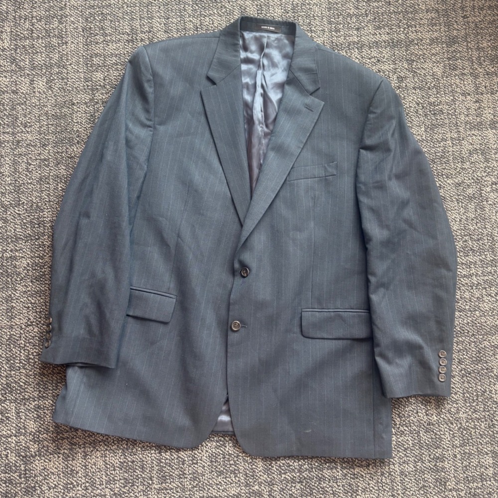 Lauren Ralph Lauren Mens 48L Gray Pinstripe Wool 2 Button Blazer Sport Coat 48 L